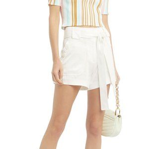 Derek Lam 10 Crosby White Satin Belted Shorts